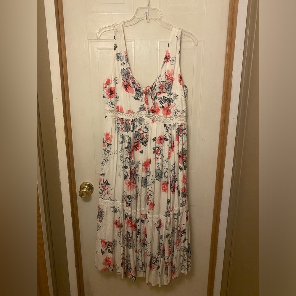 Torrid White and Pink Floral Dress